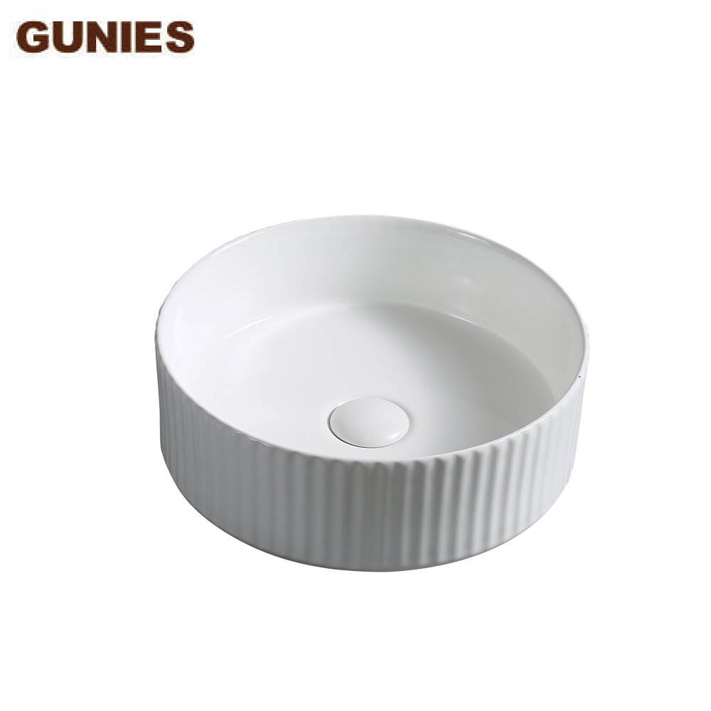 High-end Fluted Round Countertop Basin